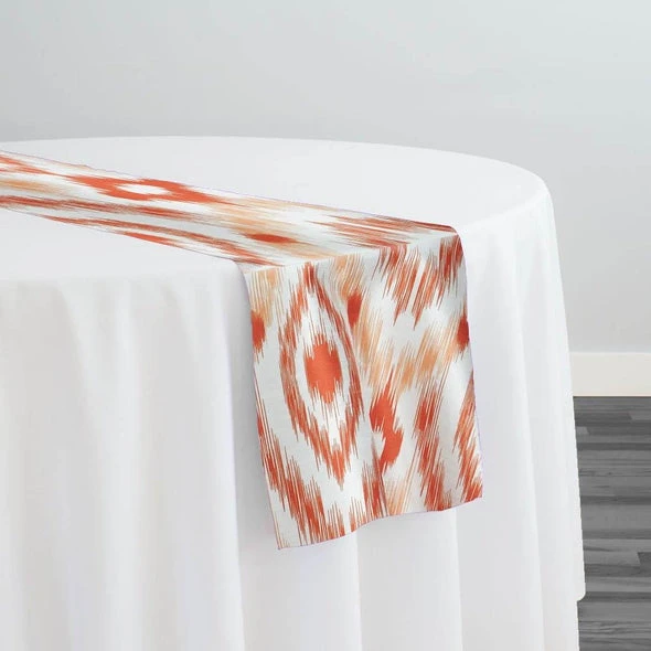 Cosmo Print (Dupioni) Table Runner In Orange 1 Cosmo Print (Dupioni) Table Runner In Orange
