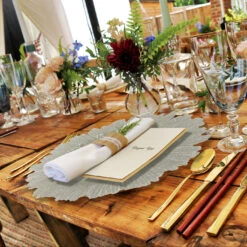 Reef - Glass Charger Plate In Pearl (Item # 0126) -Urquid Linen Shop PEarl 2