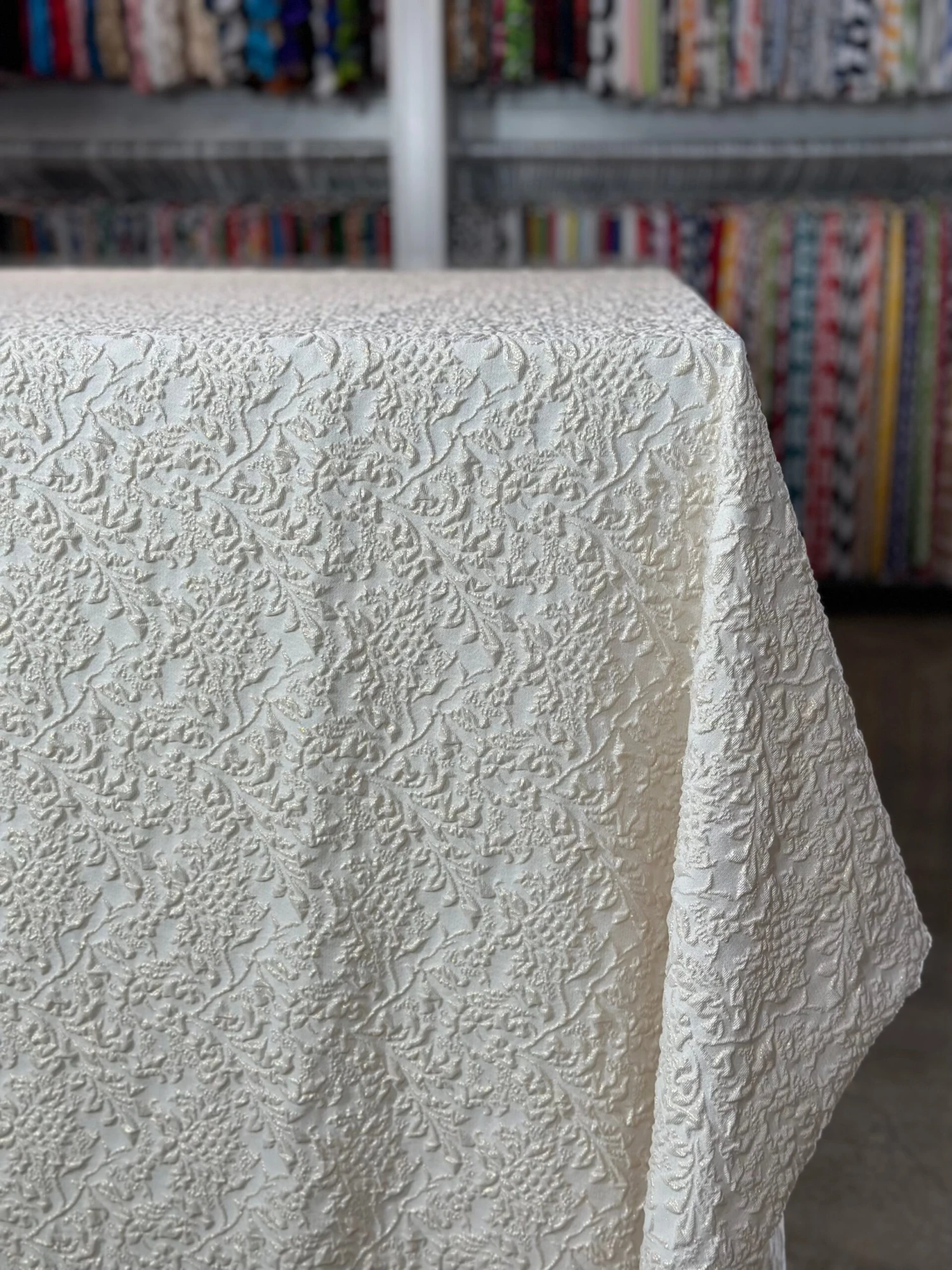 Lucia Jacquard Table Linen In Ivory 3 Lucia Jacquard Table Linen In Ivory - Image 3