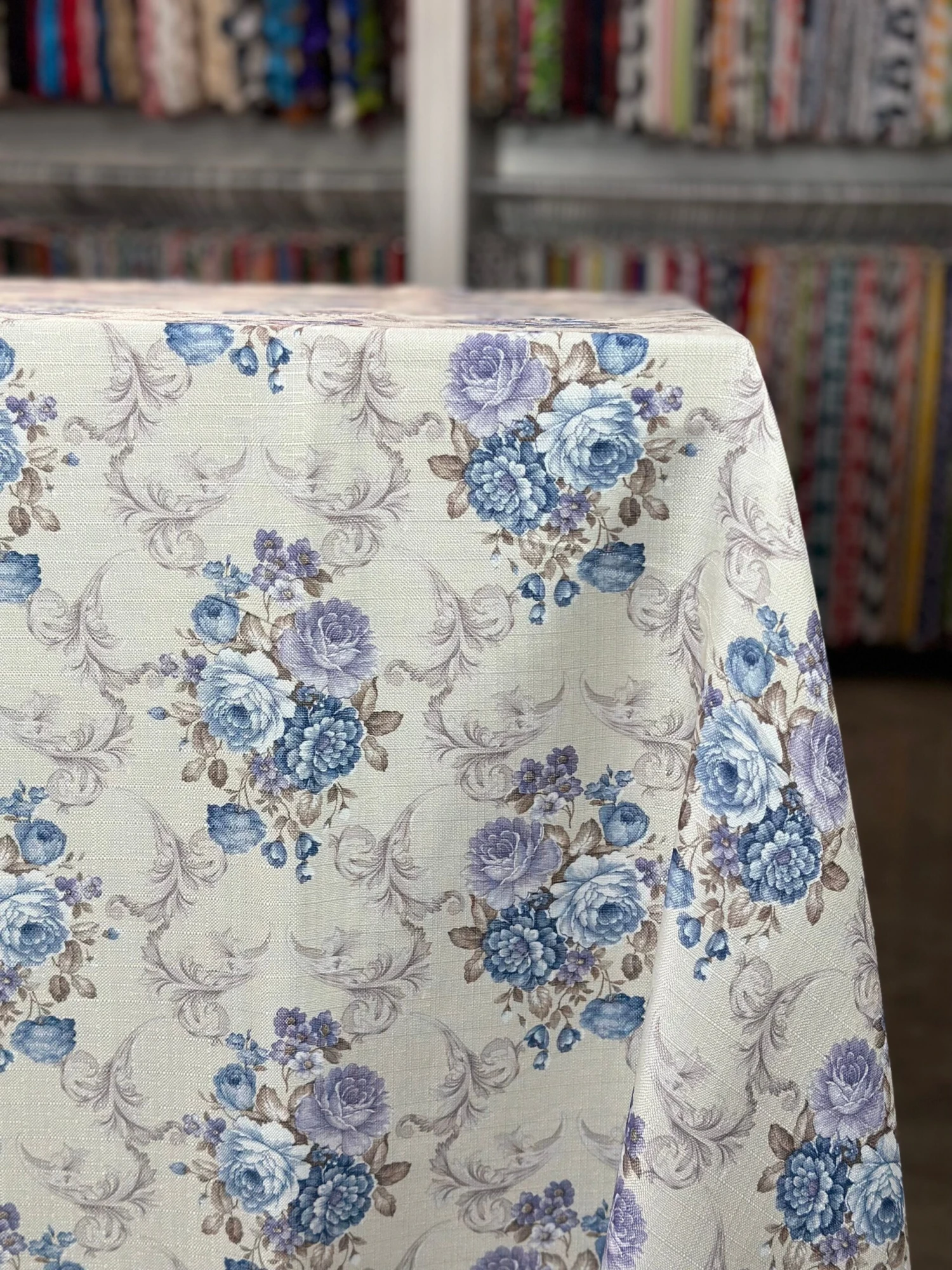 French Floral Table Linen In Blue 3 French Floral Table Linen In Blue - Image 3