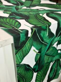 1pc - Beverly (Poly Print) Table Linen In Green/White (90"x132" Banquet) -Urquid Linen Shop PhotoJan262023 33328PM