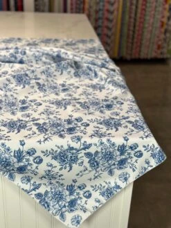 French Toile (Poly Print) Table Linen In Royal Blue -Urquid Linen Shop PhotoJan262023 33527PM
