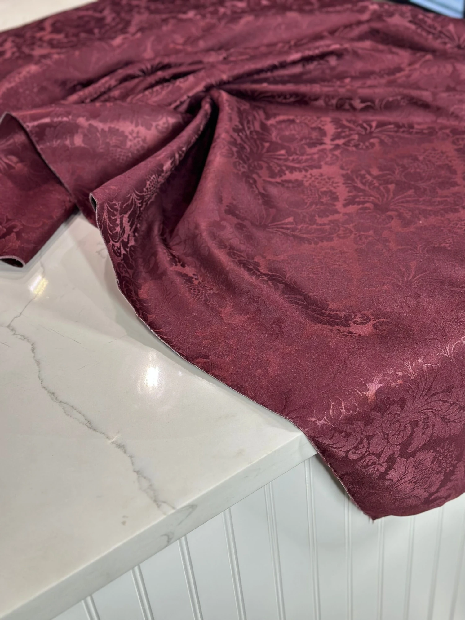 1pc - Damask Poly Table Linen 120" Round - Burgundy 6 1pc - Damask Poly Table Linen 120" Round - Burgundy - Image 6