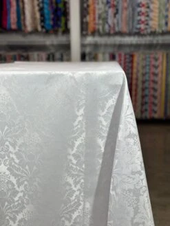 Damask Poly Table Linen In White -Urquid Linen Shop PhotoJul172023 112935AM