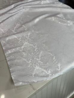 Damask Poly Table Linen In White -Urquid Linen Shop PhotoJul172023 112955AM