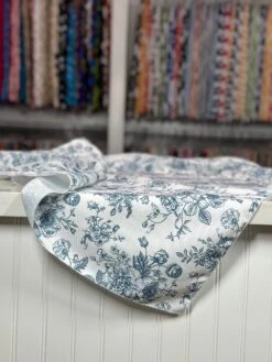 French Toile (Poly Print) Table Linen In Copen Perry -Urquid Linen Shop PhotoJul172023 115806AM