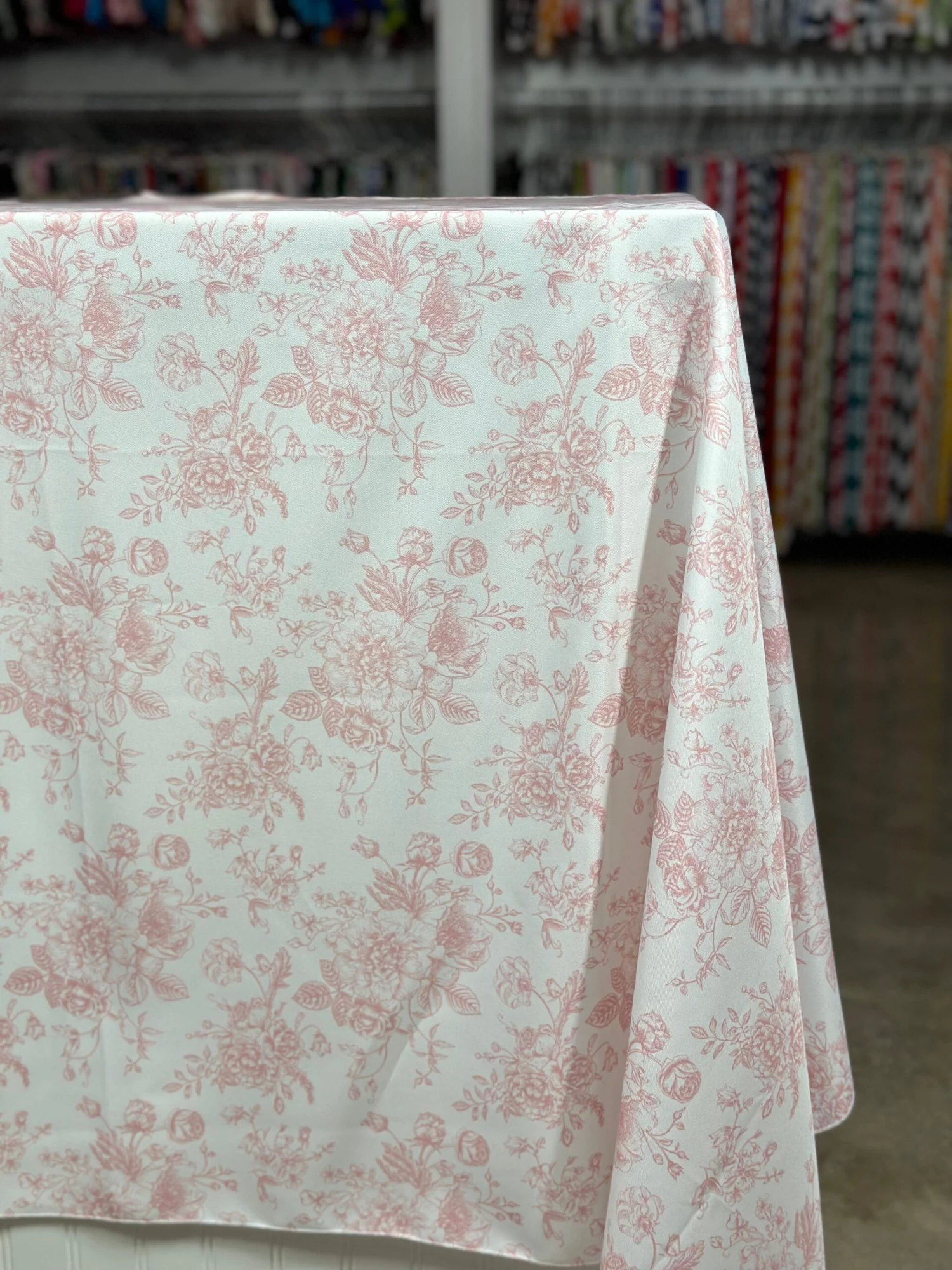French Toile (Poly Print) Table Linen In Dusty Rose 6 French Toile (Poly Print) Table Linen In Dusty Rose - Image 6