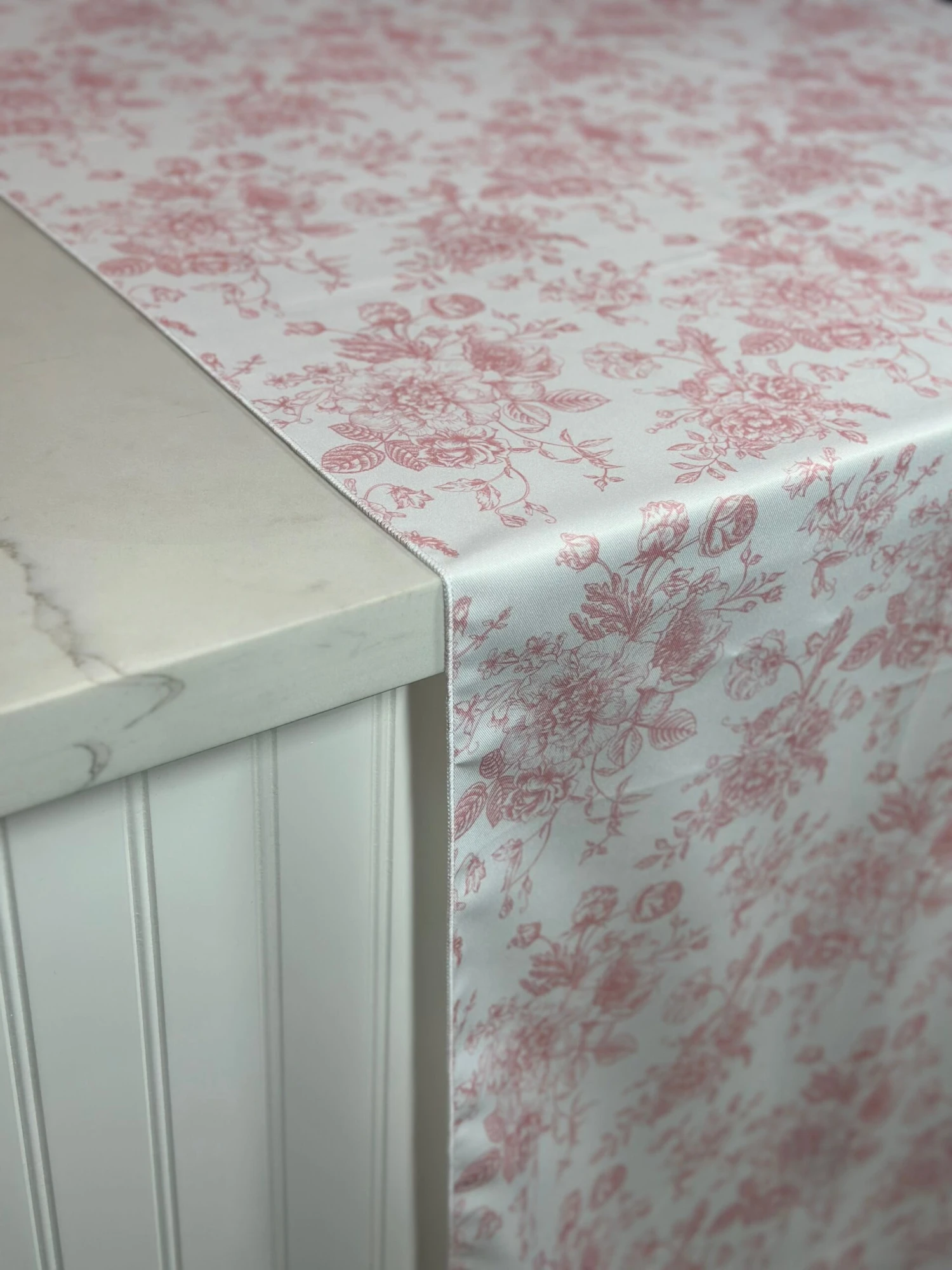 French Toile (Poly Print) Table Linen In Dusty Rose 7 French Toile (Poly Print) Table Linen In Dusty Rose - Image 7