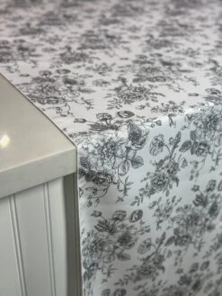French Toile (Poly Print) Table Linen In Grey -Urquid Linen Shop PhotoJul172023 120034PM