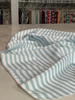 Seersucker (Poly Print) Table Linen In Blue -Urquid Linen Shop PhotoJul172023 123008PM