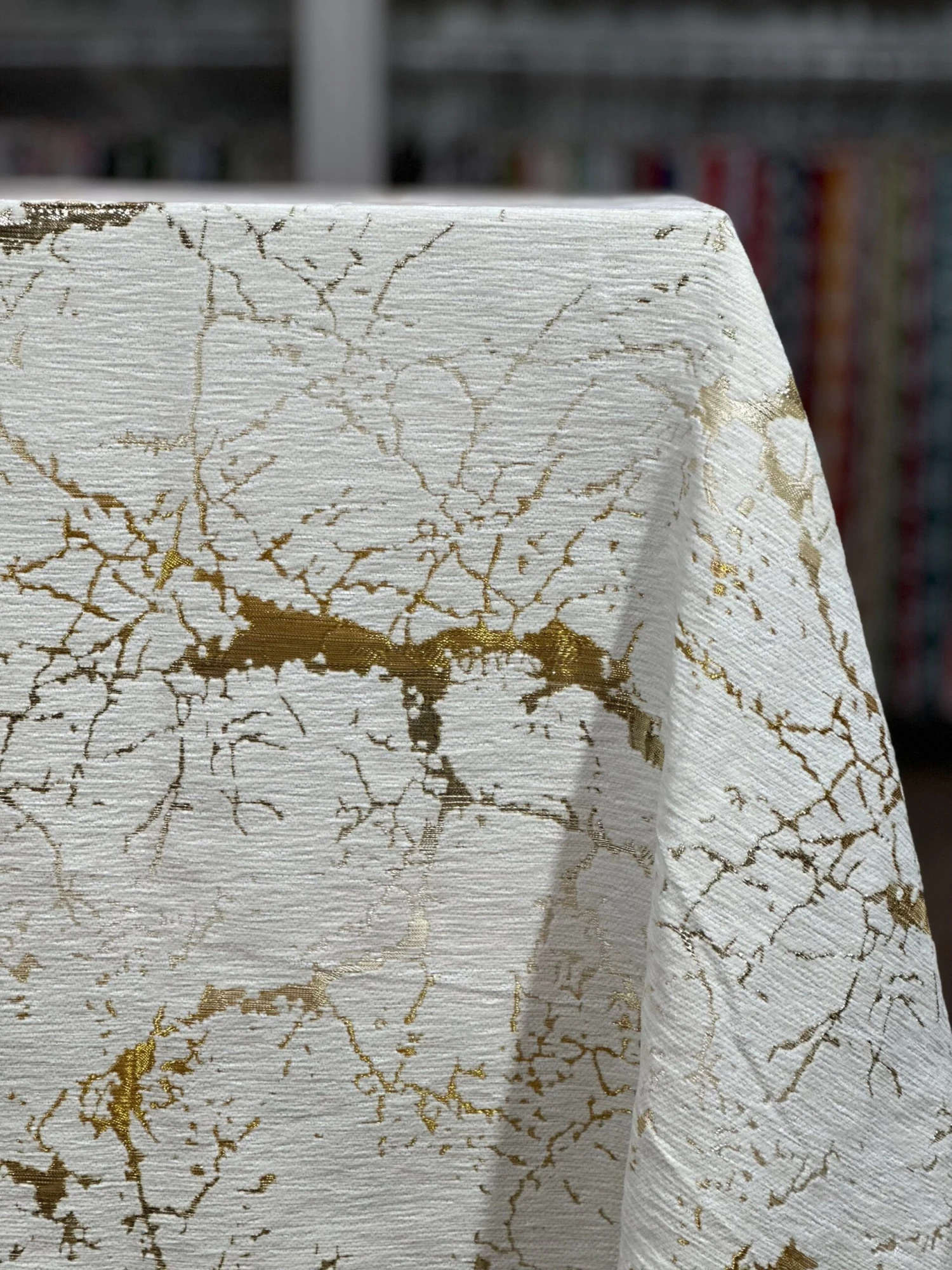 Marble Jacquard Table Linen In Gold 4 Marble Jacquard Table Linen In Gold - Image 4