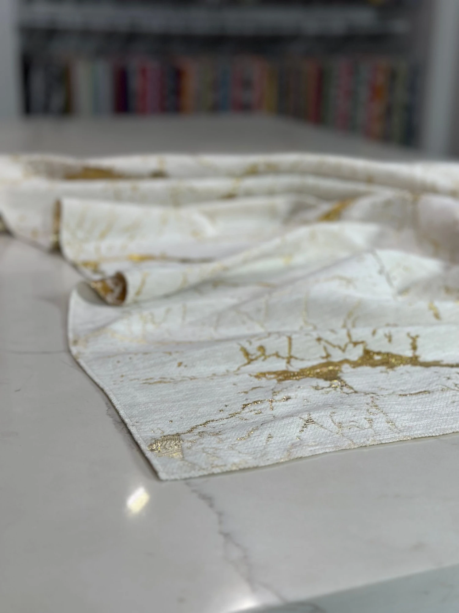 Marble Jacquard Table Linen In Gold 7 Marble Jacquard Table Linen In Gold - Image 7
