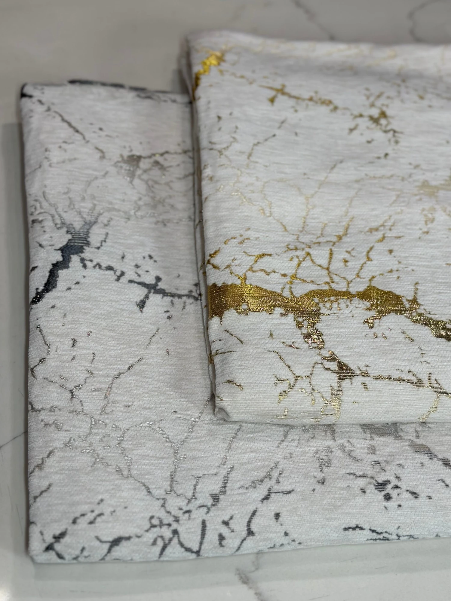 Marble Jacquard Table Linen In Gold 3 Marble Jacquard Table Linen In Gold - Image 3