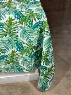 Tropical Print (Dupioni) Table Linen In Green -Urquid Linen Shop PhotoJul172023 32930PM