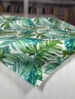 Tropical Print (Dupioni) Table Linen In Green -Urquid Linen Shop PhotoJul172023 33026PM