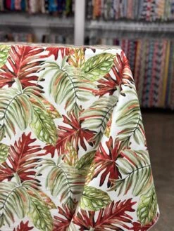 1pc - Tropical Print (Dupioni) Table Linen In Red (132" Round) -Urquid Linen Shop PhotoJul172023 33428PM