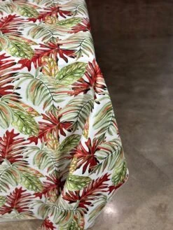 1pc - Tropical Print (Dupioni) Table Linen In Red (132" Round) -Urquid Linen Shop PhotoJul172023 33432PM