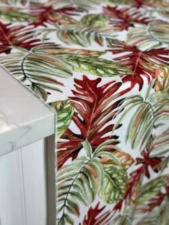 1pc - Tropical Print (Dupioni) Table Linen In Red (132" Round) -Urquid Linen Shop PhotoJul172023 33438PM