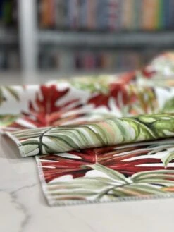 1pc - Tropical Print (Dupioni) Table Linen In Red (132" Round) -Urquid Linen Shop PhotoJul172023 33448PM