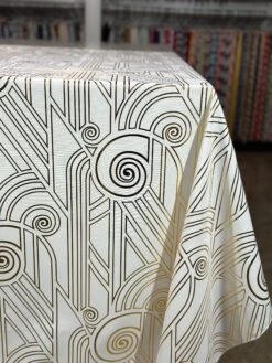 Luxor (Metallic Print) Table Linen In White And Gold -Urquid Linen Shop PhotoJul182023 24316PM
