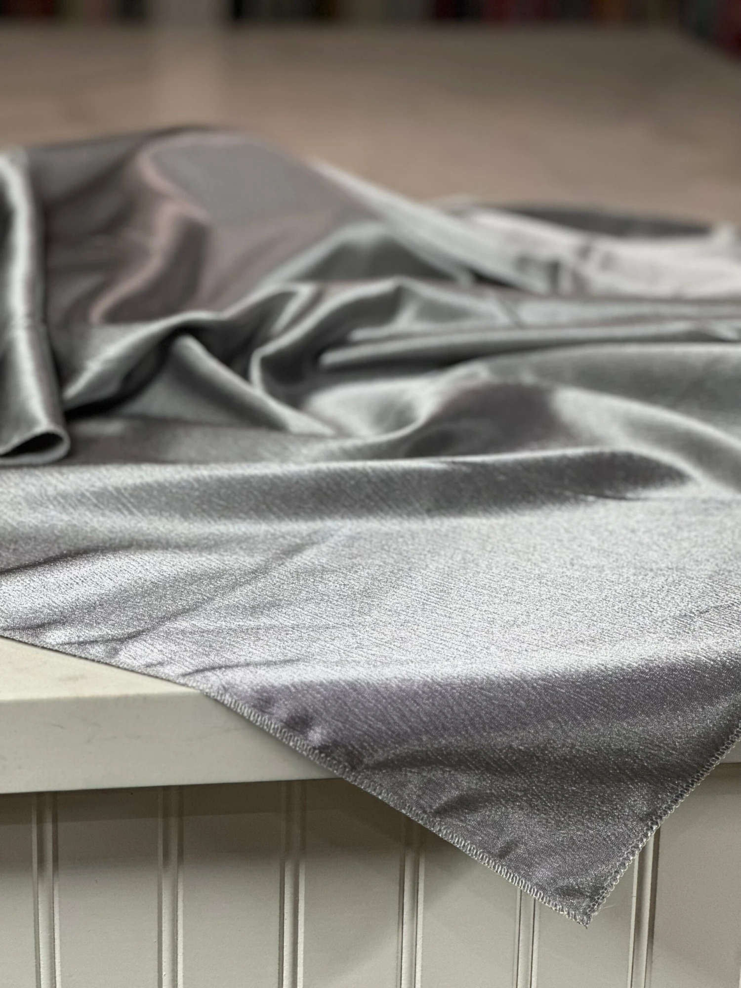 5pcs - Luxury Satin Table Linen 90" Round - Charcoal 6 5pcs - Luxury Satin Table Linen 90" Round - Charcoal - Image 6