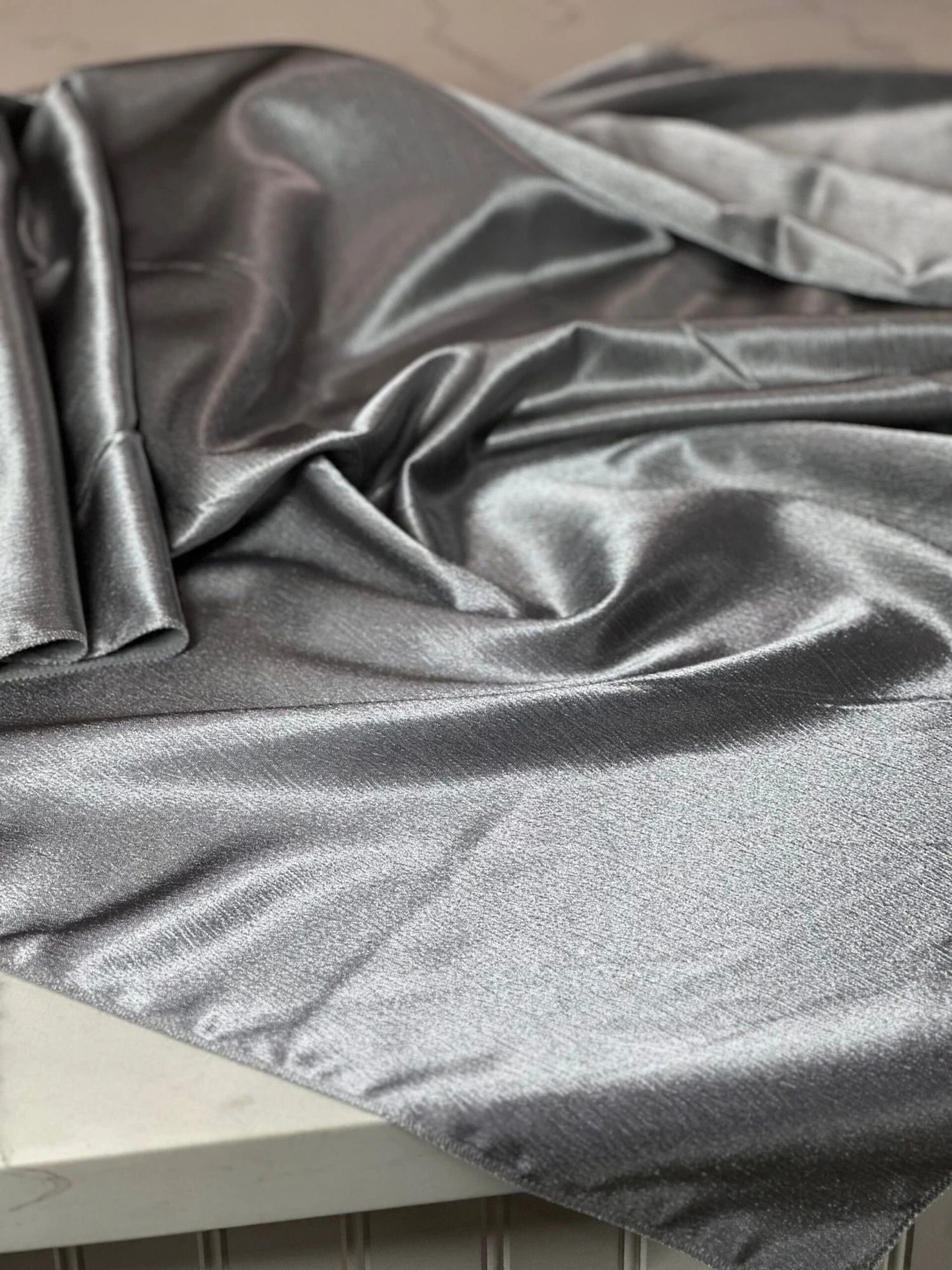 5pcs - Luxury Satin Table Linen 90" Round - Charcoal 8 5pcs - Luxury Satin Table Linen 90" Round - Charcoal - Image 8