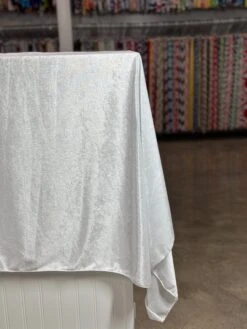 Lush Velvet Table Linen In White -Urquid Linen Shop PhotoJul262023 111410AM