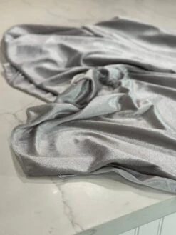 Lush Velvet Table Linen In Silver -Urquid Linen Shop PhotoJul262023 111621AM