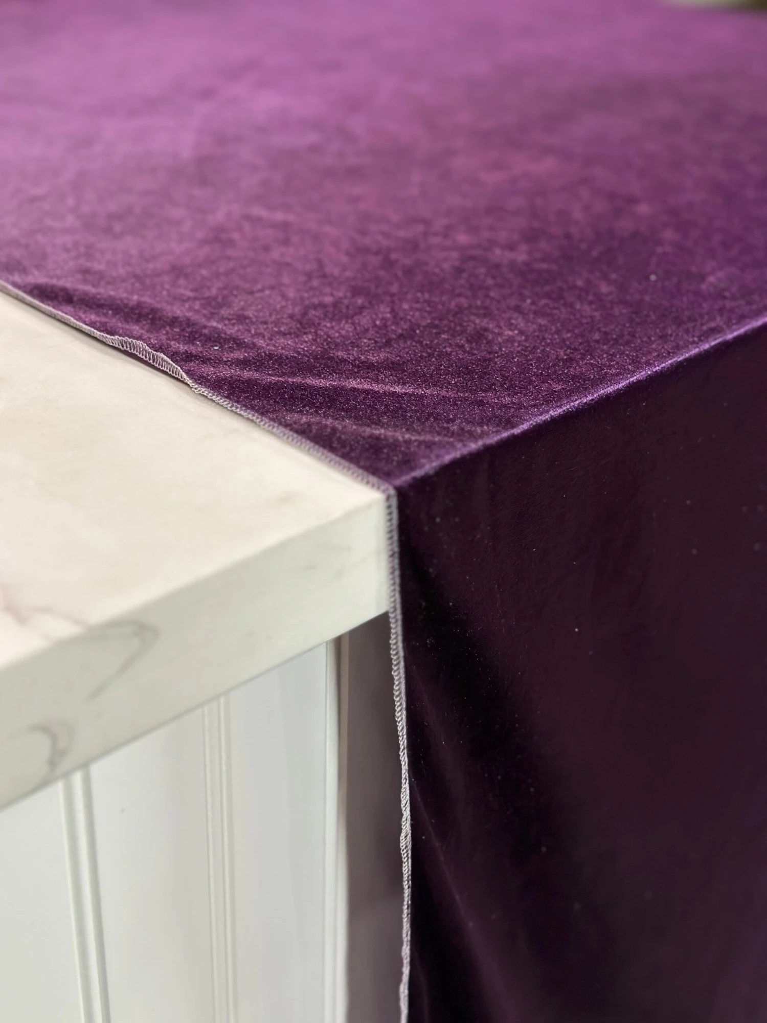 Lush Velvet Table Linen In Eggplant 5 Lush Velvet Table Linen In Eggplant - Image 5