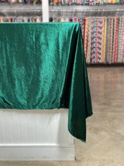Lush Velvet Table Linen In Hunter Green -Urquid Linen Shop PhotoJul262023 120049PM