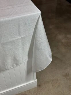 Metallic Burlap Table Linen In White/Silver -Urquid Linen Shop PhotoJul262023 122500PM