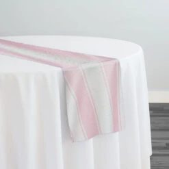 Cabana Stripe Table Runner In Pink / White