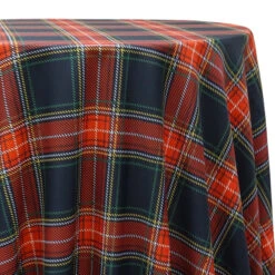 1pc - Plaid (Poly Print) Table Linen In Red And Green (72"x72")