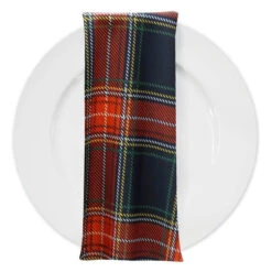 Plaid (Poly Print) Table Napkin In Red And Green