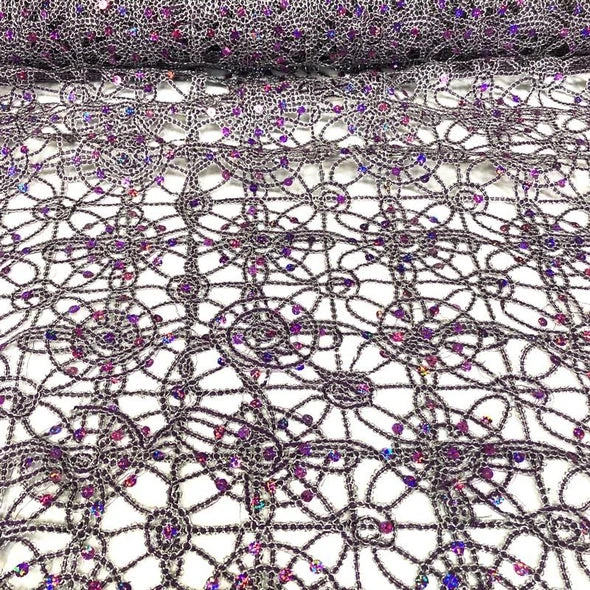Flower Chain Lace Table Runner In Purple And Silver 2 Flower Chain Lace Table Runner In Purple And Silver - Image 2
