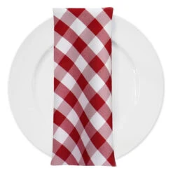Polyester Checker (Gingham) Table Napkin In Red