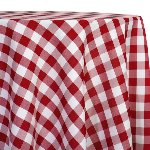 Polyester Checker (Gingham) Table Linen In Red 1 Polyester Checker (Gingham) Table Linen In Red