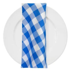 100pcs - Polyester Checker (Gingham) Table Napkin 18"x18" Square - Royal