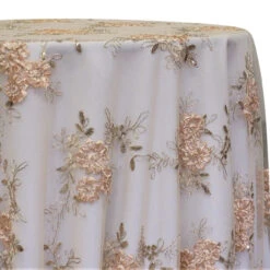 Ribbon Mesh Lace Table Linen In Champagne
