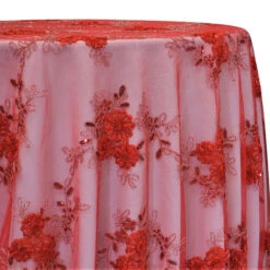 1pc - Ribbon Mesh Lace Table Linen 120" Round - Red