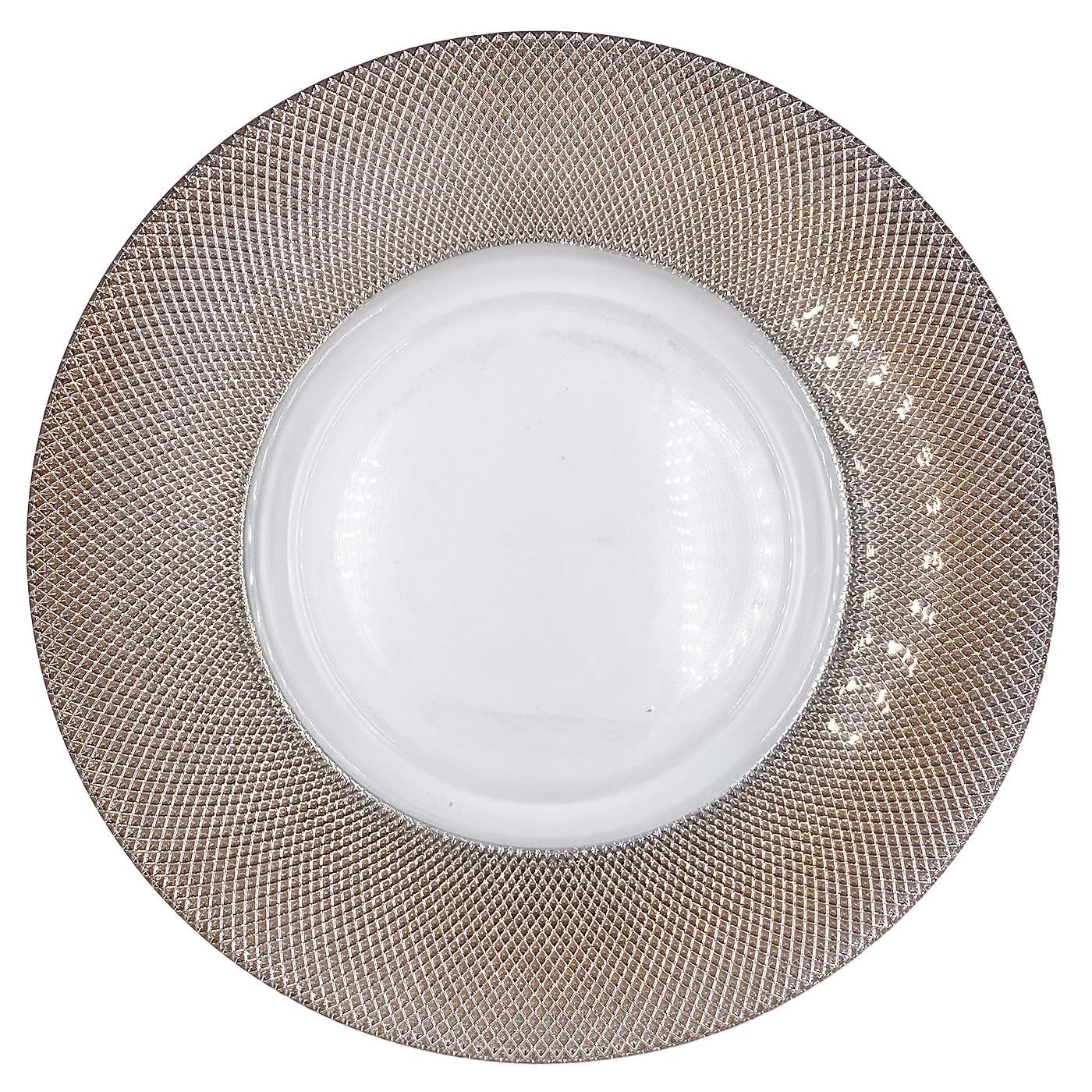 Dotted - Glass Charger Plate In Rose Gold (Item # 0027) 1 Dotted - Glass Charger Plate In Rose Gold (Item # 0027)