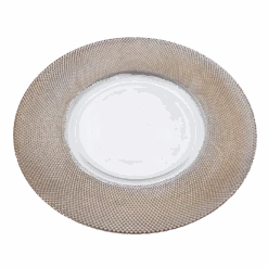 Dotted - Glass Charger Plate In Rose Gold (Item # 0027) 7 Dotted - Glass Charger Plate In Rose Gold (Item # 0027) -Urquid Linen Shop RoseGold 3 edited