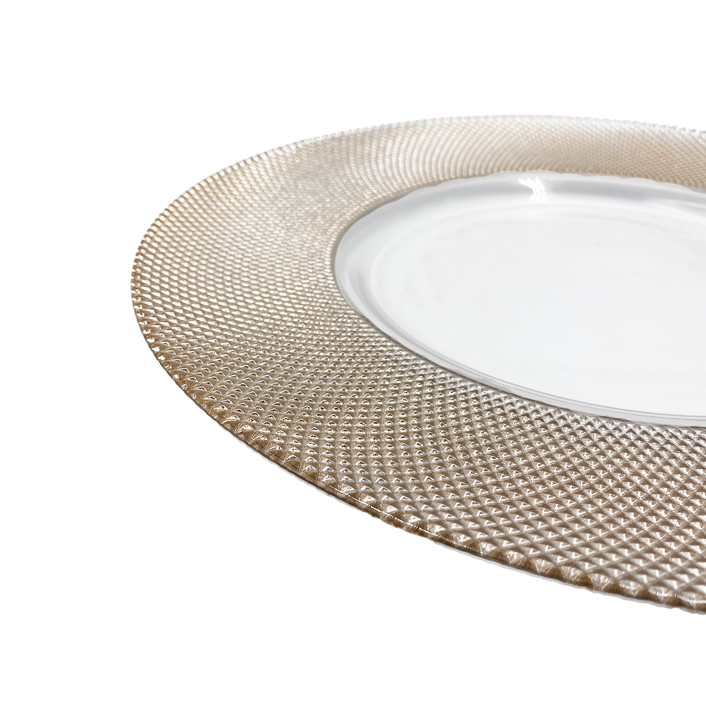 Dotted - Glass Charger Plate In Rose Gold (Item # 0027) 2 Dotted - Glass Charger Plate In Rose Gold (Item # 0027) - Image 2