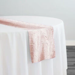 Crush Satin (Bichon) Table Runner In Rose Powder