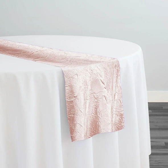 Crush Satin (Bichon) Table Runner In Rose Powder 1 Crush Satin (Bichon) Table Runner In Rose Powder