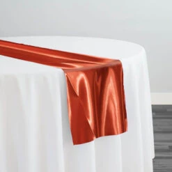 Bridal Satin Table Runner In Rust 375