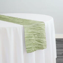 Accordion Taffeta Table Runner In Sage 103