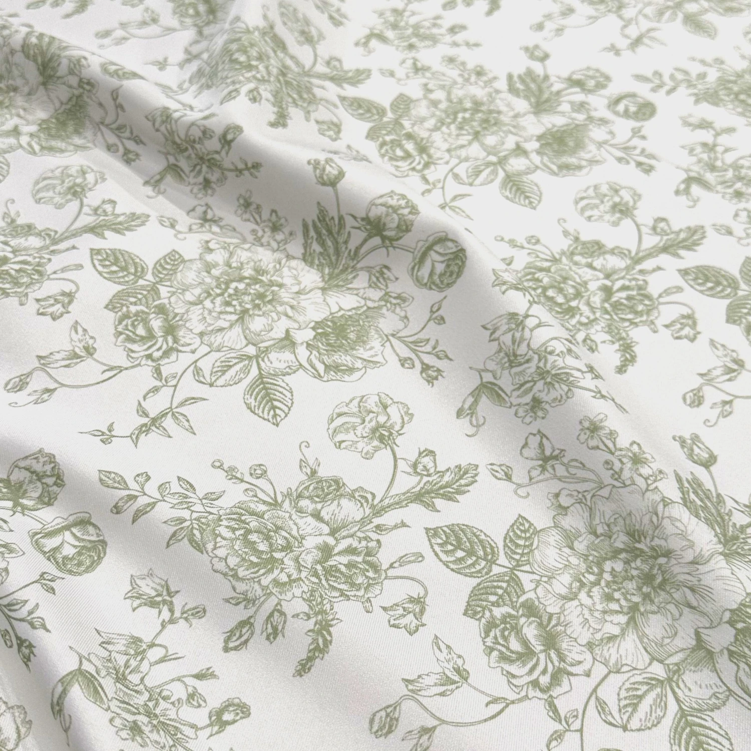 French Toile (Poly Print) Table Napkin In Sage 3 French Toile (Poly Print) Table Napkin In Sage - Image 3