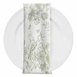 French Toile (Poly Print) Table Napkin In Sage
