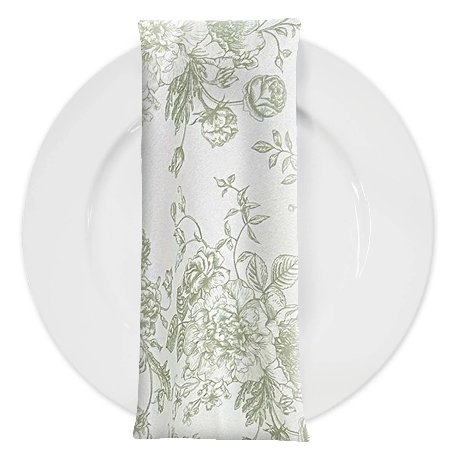 French Toile (Poly Print) Table Napkin In Sage 1 French Toile (Poly Print) Table Napkin In Sage